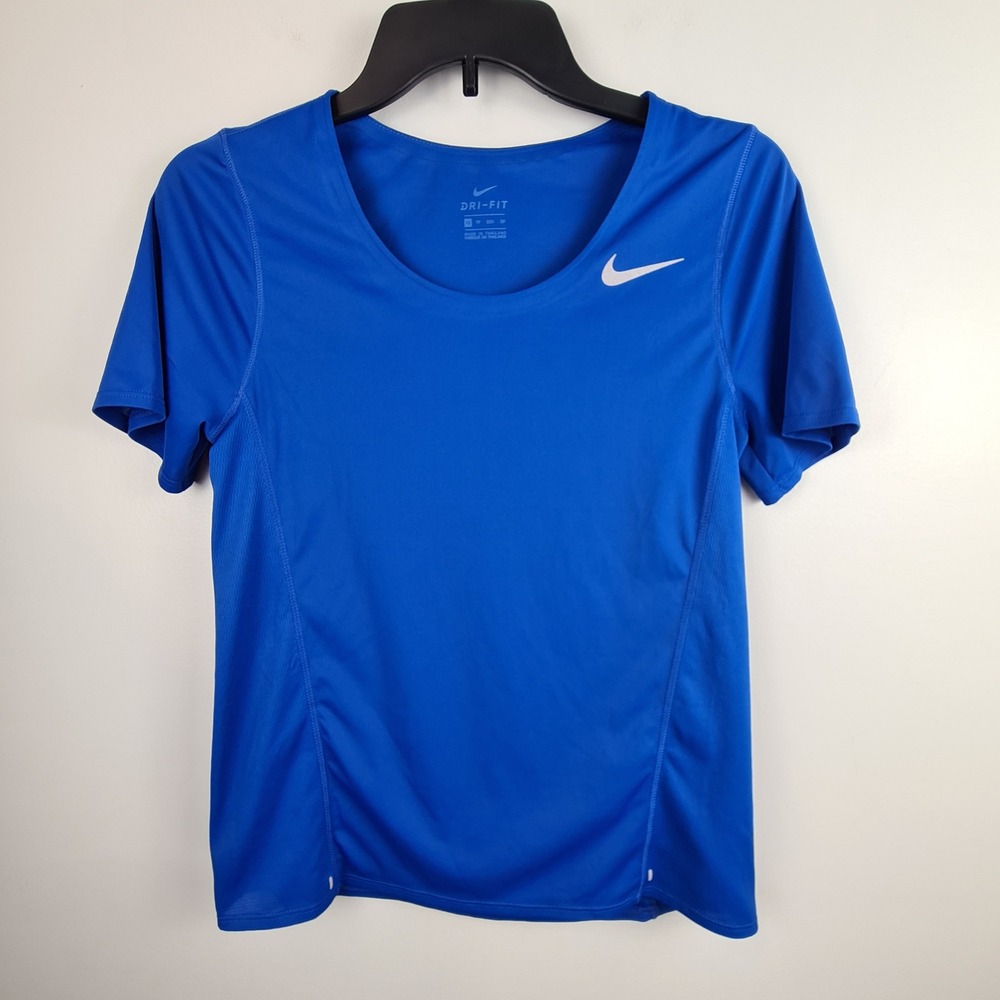 Nike Dri-FIT Women XS Royal Blue Short Sleeve Running Training Shirt Scoop Neck